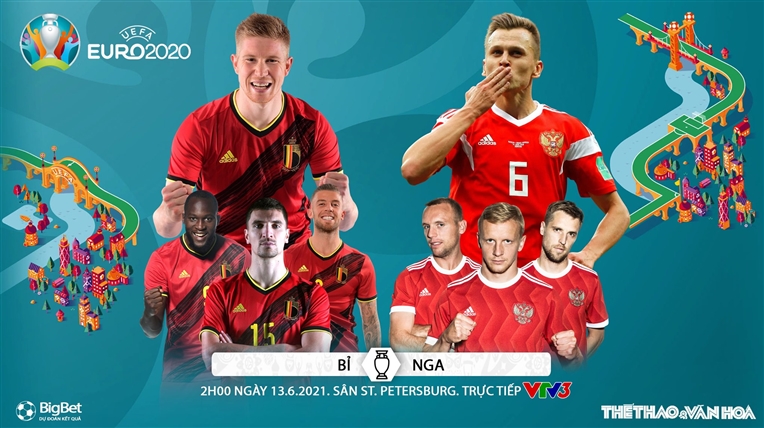 Soi kèo Bỉ vs Nga. Kèo nhà cái EURO 2021. Trực tiếp bóng đá VTV3, VTV6