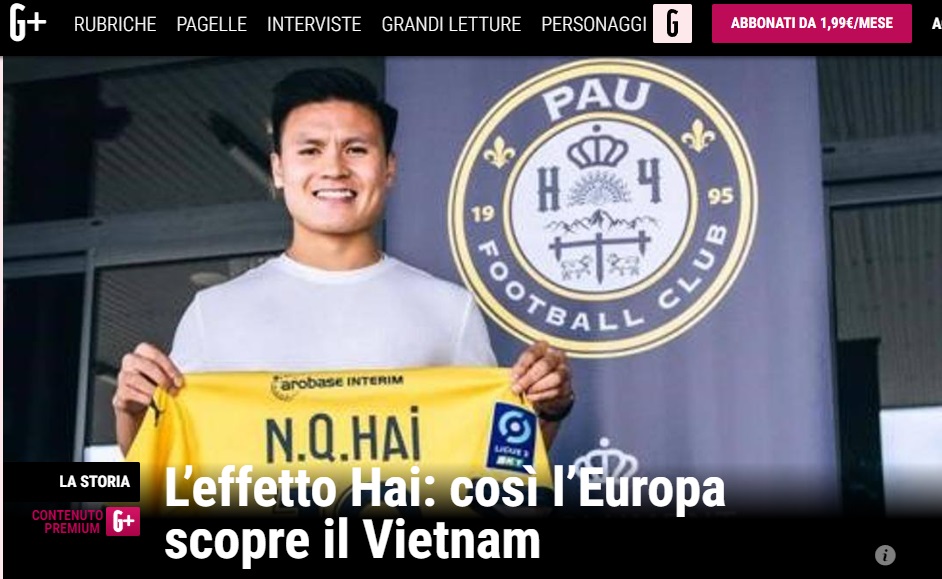 Quang Hải, Pau FC, báo Ý viết về Quang Hải, Gazetto dello Sports, Nguyễn Quang Hải, lịch thi đấu Pau FC, Pau FC vs Niort, Quang Hải đá chính, Ligue 2, bóng đá Pháp