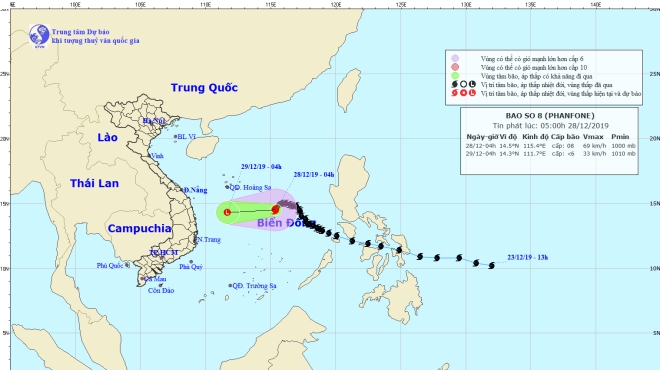 Bão số 8 dự báo sẽ suy yếu thành áp thấp nhiệt đới ngày hôm nay