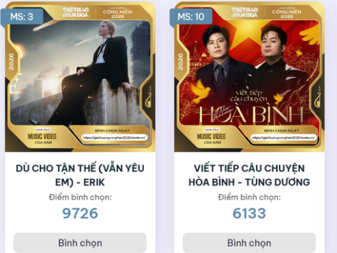 Bình chọn Cống hiến 2026: Erik soán ngôi MV của năm, Đan Trường vượt SKYNOTE của Quốc Thiên