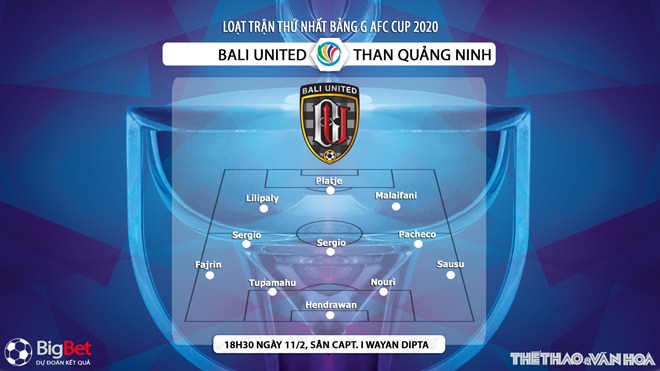 kèo nhà cái, keo nha cai, FOX Sport truc tiep bong da hôm nay, kèo bóng đá, Bali United vs Than Quảng Ninh, lịch thi đấu AFC Cup, bxh afc cup, kèo Bali United, kèo Than Quang Ninh, bong da