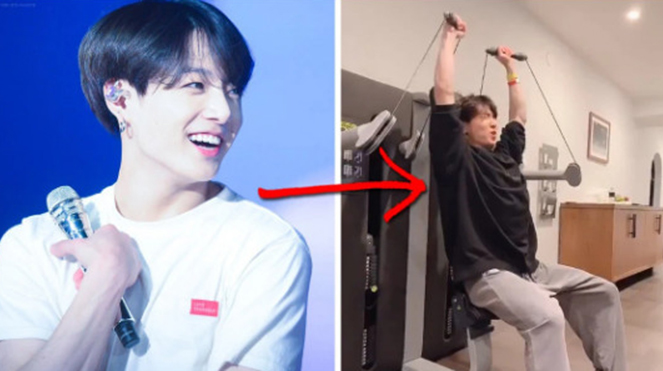 Xem Jungkook ‘lợn cơ bắp’ của BTS  tập gym