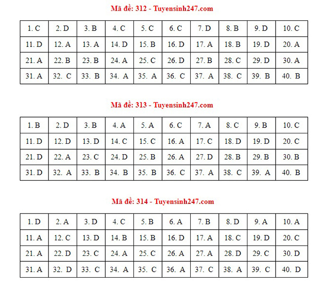 Đáp án Sử, Đáp án môn Sử, Đáp án Sử THPT Quốc gia 2021, Đáp án Sử 2021, Đáp án Sử THPT Quốc gia 2021, Đáp án 24 mã đề môn Sử, Đáp án Sử tất cả mã đề