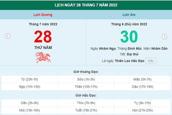 ngày 28 tháng 7 năm 2022, ngày 28/7/2022 tốt hay xấu, lịch âm 2022, lịch vạn niên ngày 28/7/2022, âm lịch hôm nay 28/7, Lịch vạn niên ngày 28 tháng 7, 28/7 ngày tốt