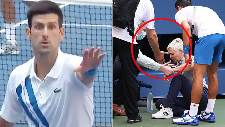 VIDEO clip Novak Djokovic hất bóng trúng mặt trọng tài dây ở US Open 2020