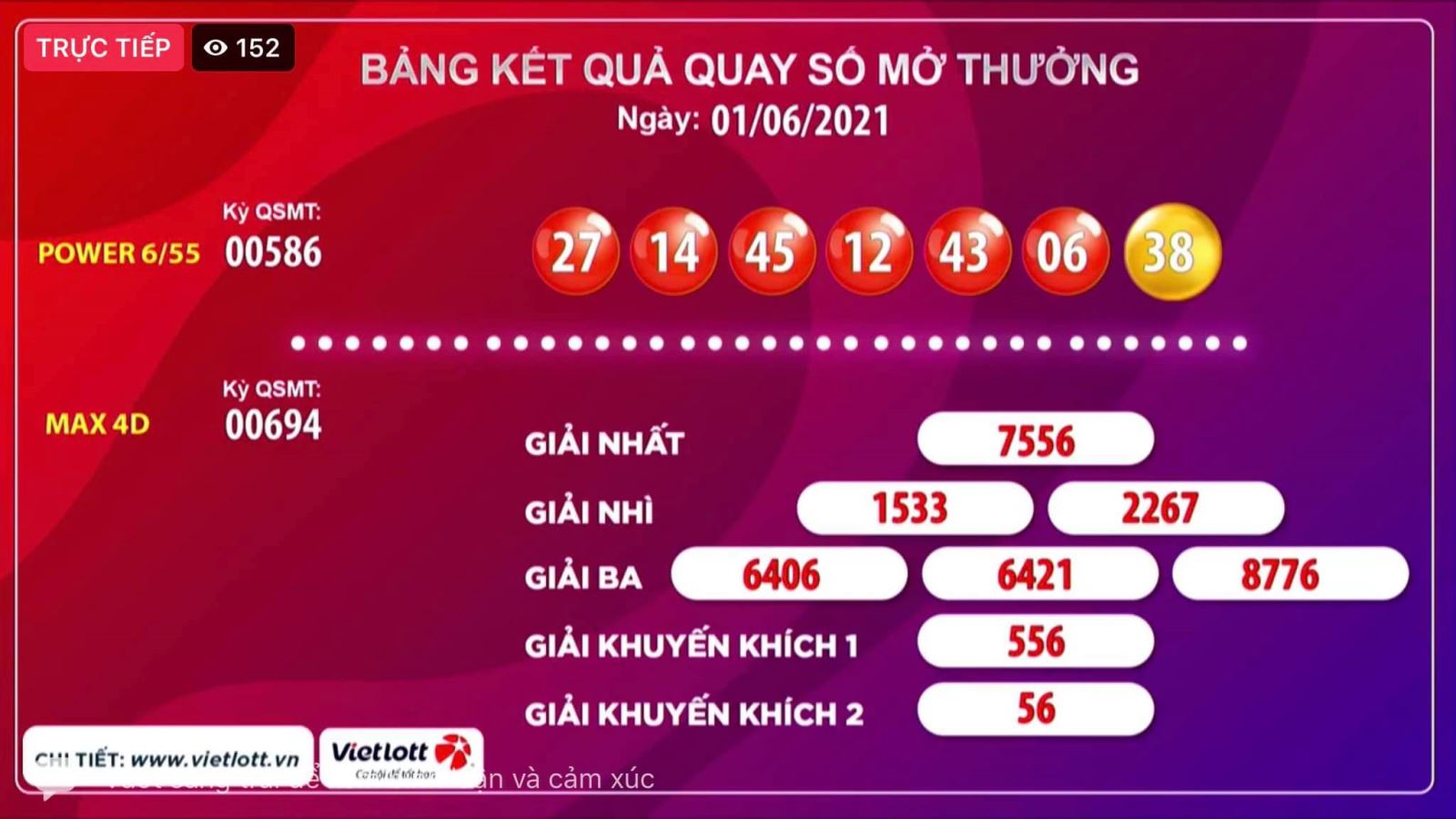 ​​​​​​​Vietlott 6/55: Xổ số Vietlott Power 6/55 hôm nay ngày 1/6/2021. Kết quả xổ số Vietlott. Vietlott 1/6. Vietlott ngày 1 tháng 6. Ket qua Vietlott hom nay.