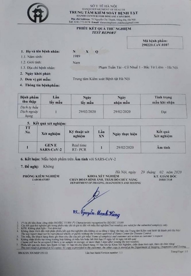 Tử vong không rõ nguyên nhân tại Hà Nội, kết quả âm tính với SARS - COV - 2, COVID-19