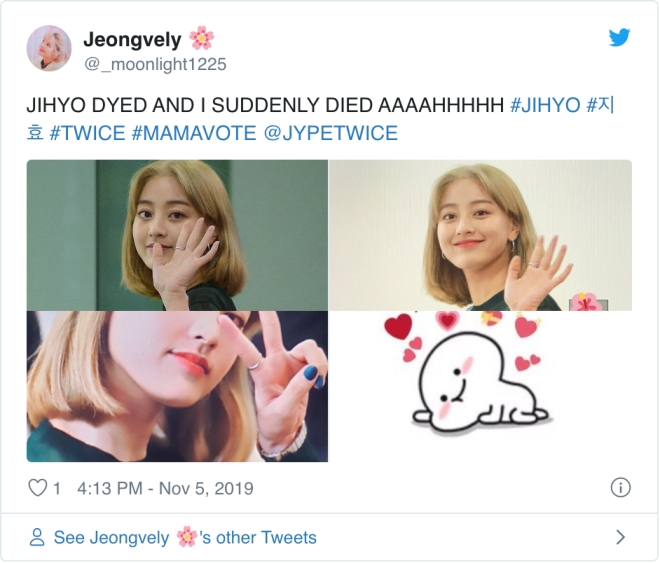 Jihyo, Jihyo Twice, lần đầu nhuộm tóc vàng, ONCE chết ngất, Twice, Twice Japan