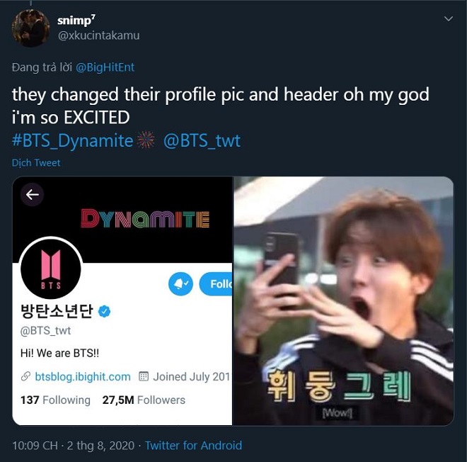 BTS, BTS tin tức, BTS Dynamite, BTS trending, Twitter, Dynamite BTS