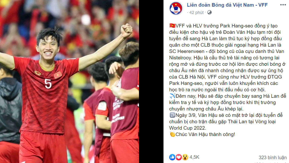 bong da, Đoàn Văn Hậu, Văn Hậu, Hà Nội FC, SC Heerenveen, Hà Lan, Văn Hậu gia nhập Heerenveen, Văn Hậu đến Hà Lan, bóng đá Hà Lan, truc tiep bong da