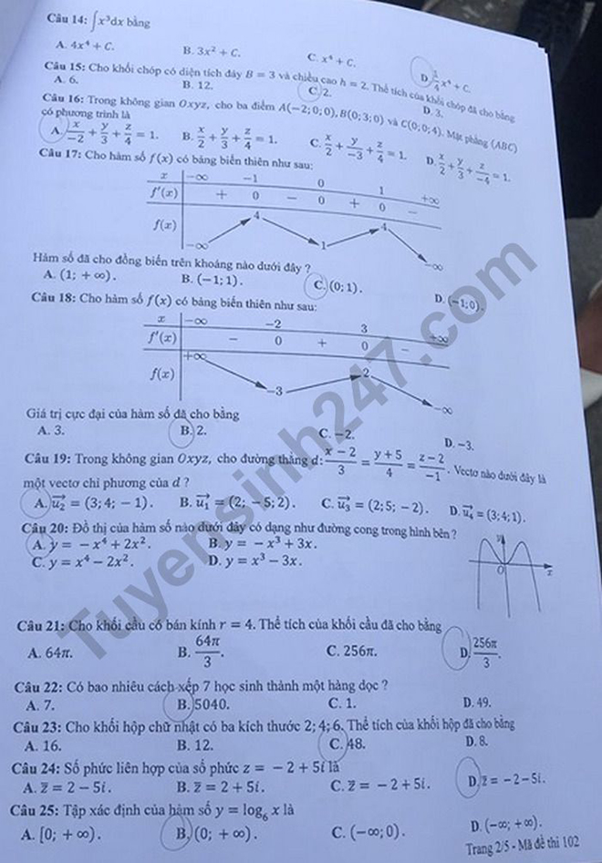 Đề thi Toán THPT Quốc gia 2020, Đề thi Toán THPT Quốc gia năm 2020, Đề thi Toán THPT Quốc gia, Đề thi môn Toán, đề văn, Đề thi Toán, đề thi toán, thi THPT quốc gia