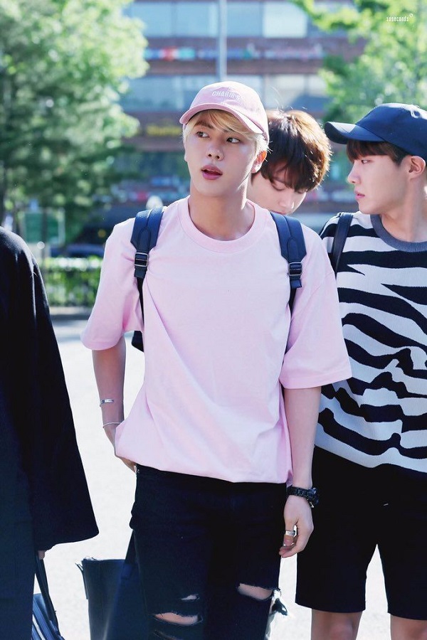 BTS, Jin, Jin và màu hồng, bts 2020, jin pink hair, anh cả bts, worldwide handsome 