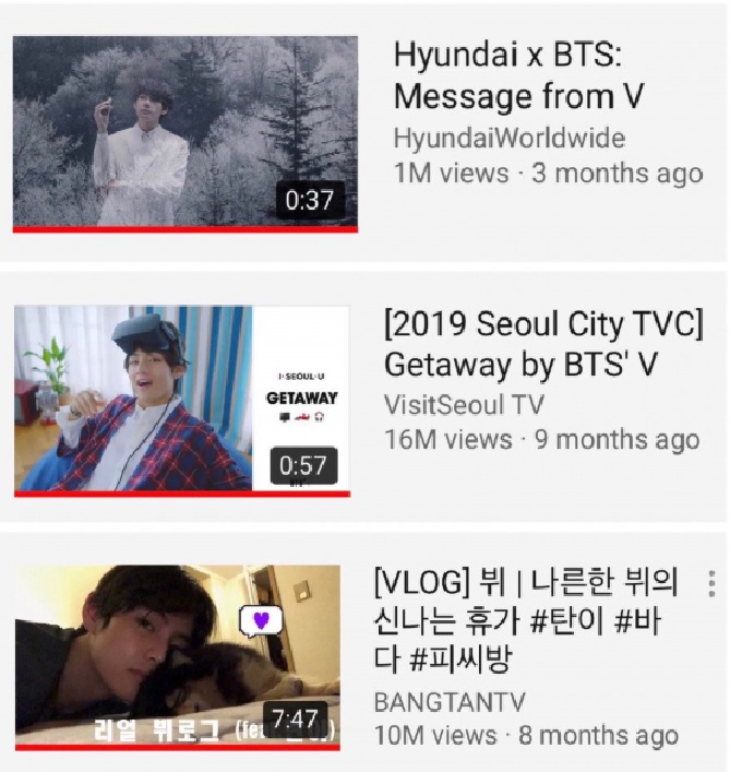 V, BTS, V BTS, Ông hoàng Youtube V, BTS fancam, V fancam, V Vlog, V video triệu view