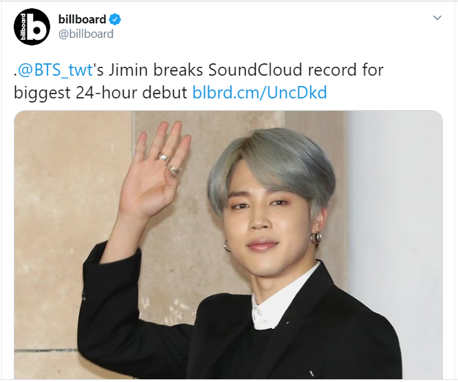 Jimin BTS, ‘Promise’ của Jimin BTS, Ca khúc của Jimin BTS được stream nhiều, thánh lập kỷ lục, Ca khúc của Jimin BTS trên SoundCloud, Duppy Style của Drake