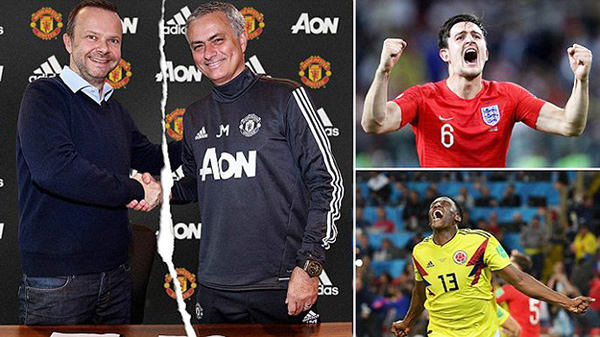 Mourinho, Woodward, mâu thuẫn, Mina, chuyển nhượng