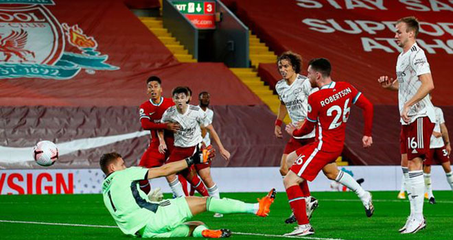 Liverpool 3-1 Arsenal, Liverpool áp đảo Arsenal, Bảng xếp hạng Ngoại hạng Anh, ket qua bong da, kết quả Liverpool vs Arsenal, Mane, Andy Robertson, Diogo Jota, BXH Anh