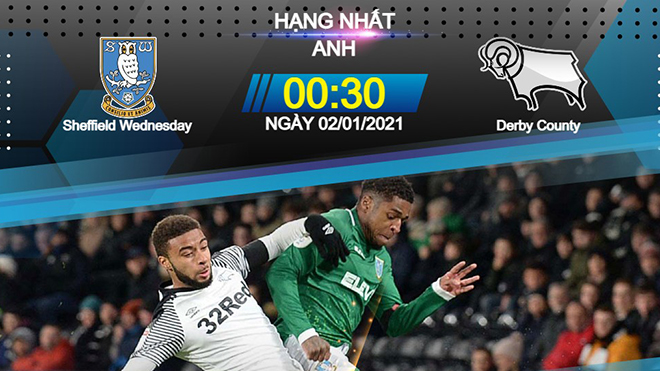 Sheffield Wednesday vs Derby County, lịch thi đấu bóng đá, trực tiếp bóng đá, hạng nhất Anh, TTTT HD