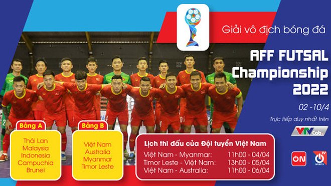 Lịch thi đấu và trực tiếp giải futsal Đông Nam Á 2022