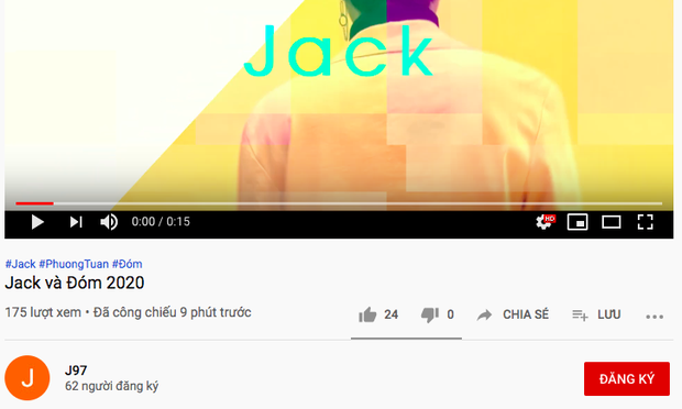 Jack có ‘nhà mới’ trên Youtube, mang tên 'J97'