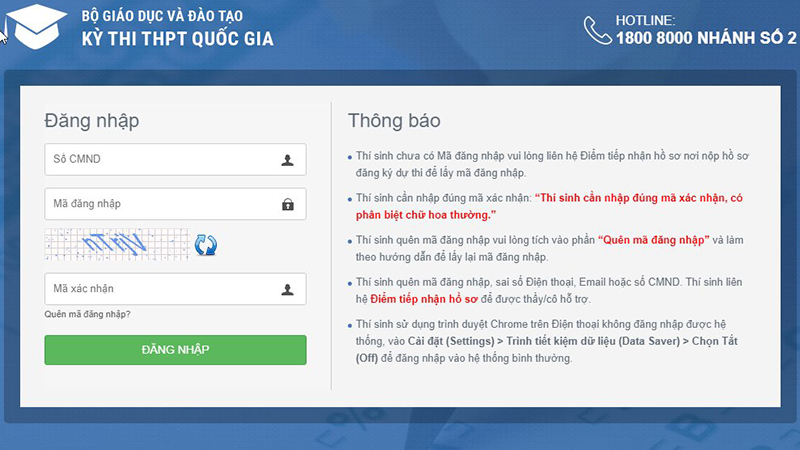 Điều chỉnh nguyện vọng đăng ký xét tuyển: Đăng nhập tài khoản thi THPT quốc gia 2019