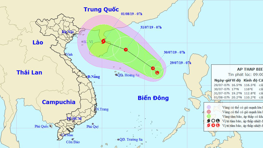 Tin về vùng áp thấp khả năng mạnh lên thành áp thấp nhiệt đới trên Biển Đông