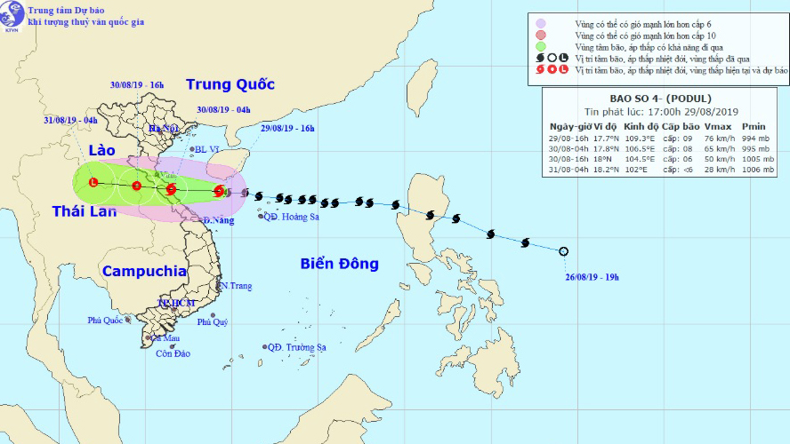 Bão số 4 vào đất liền các tỉnh Nghệ An-Quảng Trị và suy yếu thành áp thấp nhiệt đới