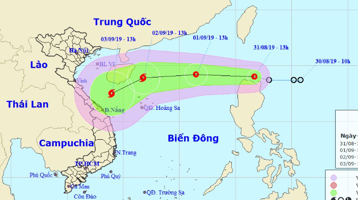 Áp thấp nhiệt đới sẽ đi vào biển Đông đêm 31/8 có thể mạnh lên thành bão số 5